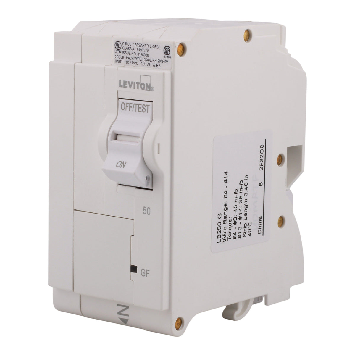 Leviton LB250-G 50A 2P 120/240V GFCI Plug-On Neutral Circuit Breaker - Image 2
