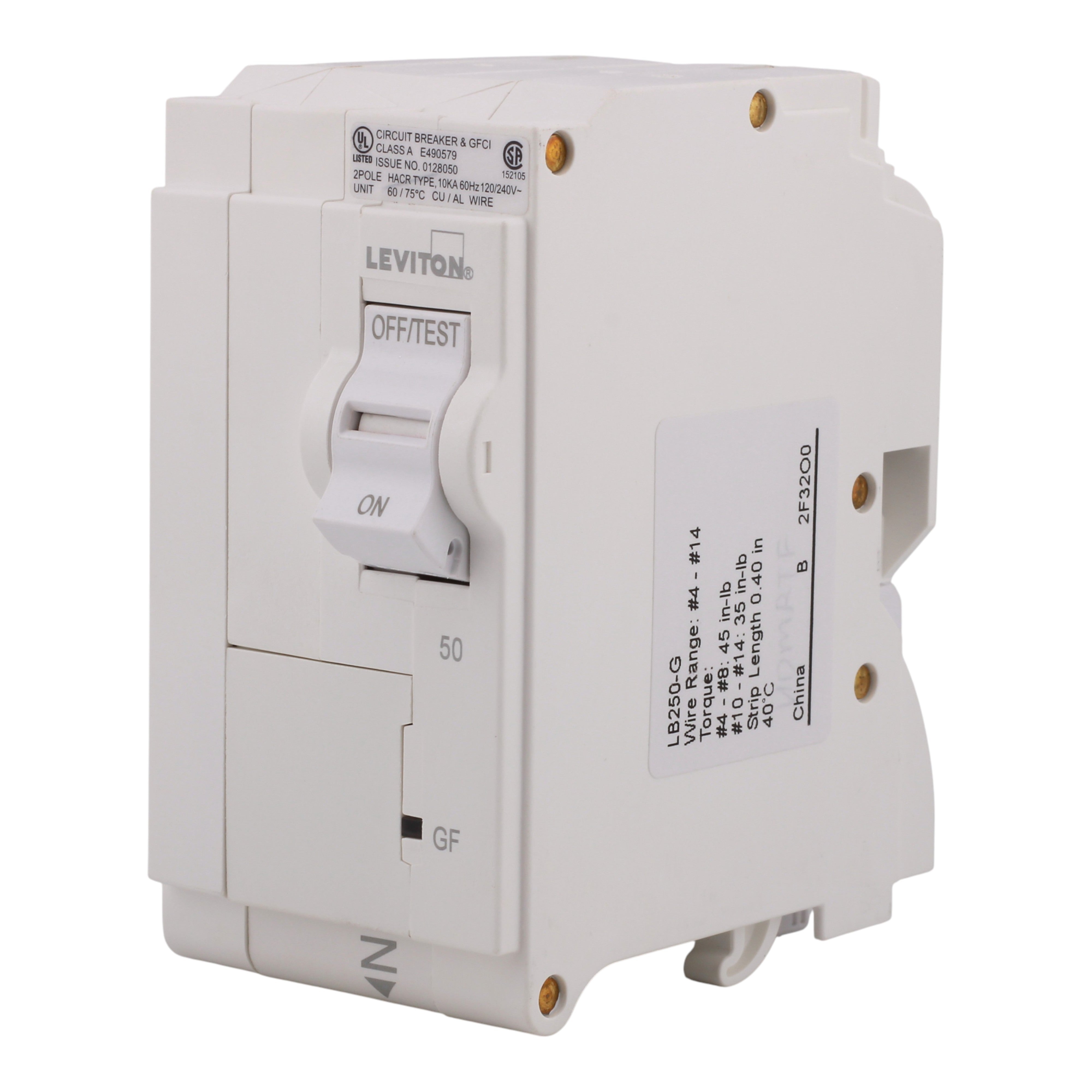 Leviton LB250-G 50A 2P 120/240V GFCI Plug-On Neutral Circuit Breaker - Image 2