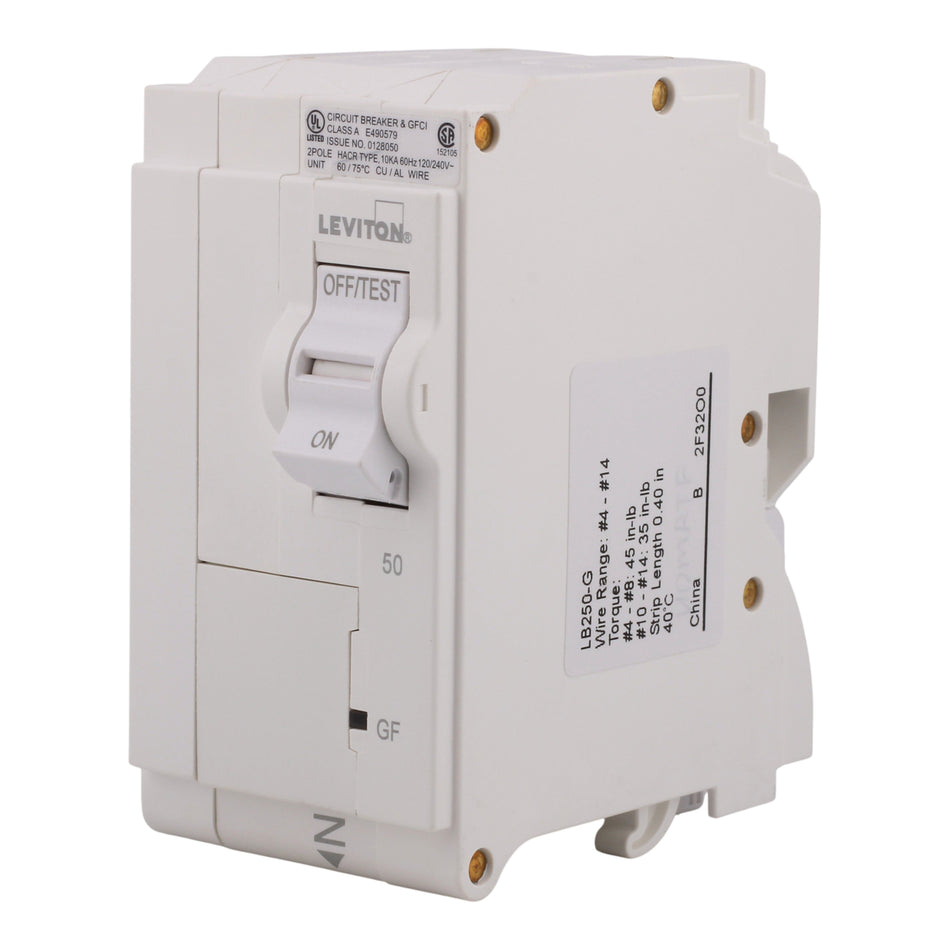 Leviton LB250-G 50A 2P 120/240V GFCI Plug-On Neutral Circuit Breaker - Image 2