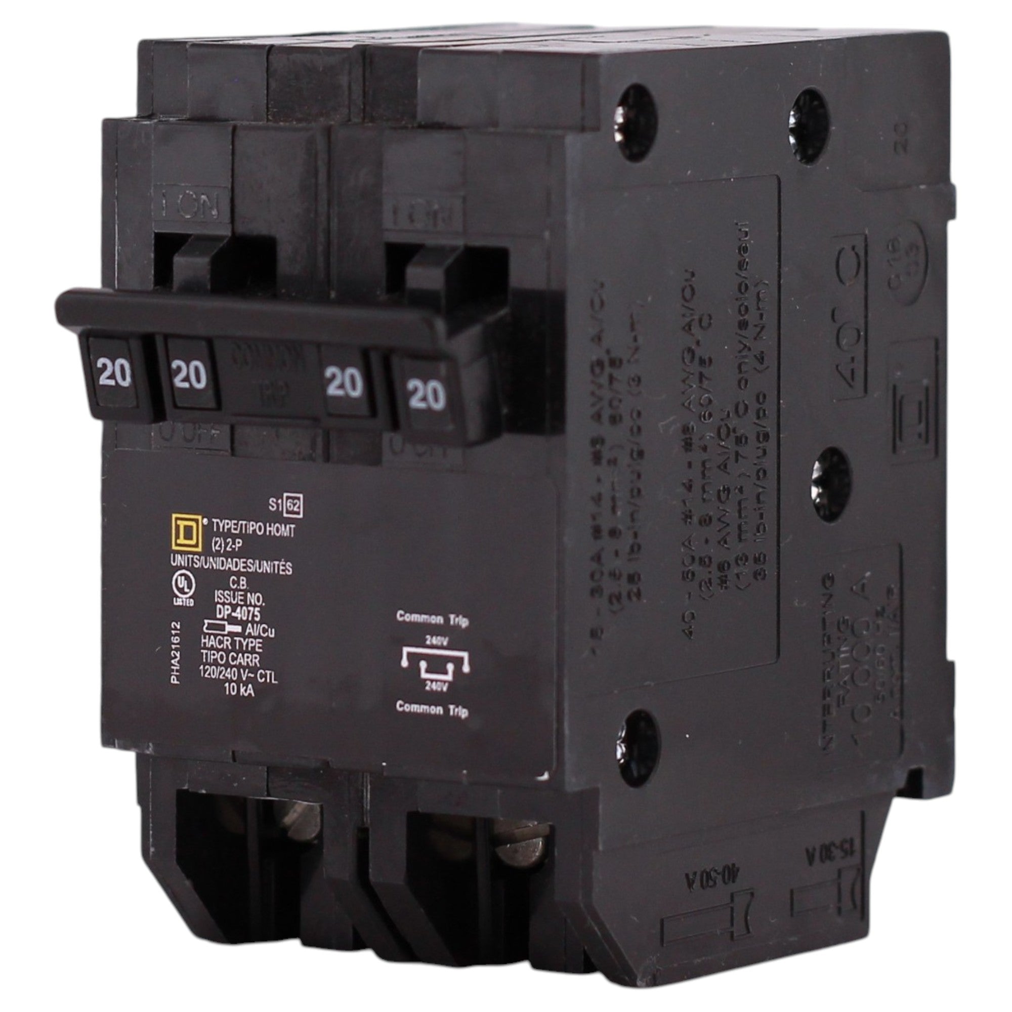 Square D Homeline, HOMT220220, 20A, 4P, 120/240V, Quad Tandem, Plug-In, Circuit Breaker - Image 3