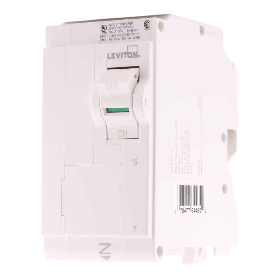 Leviton LB215-T 15A 2P 120/240V Thermal Magnetic Plug-On Neutral Circuit Breaker