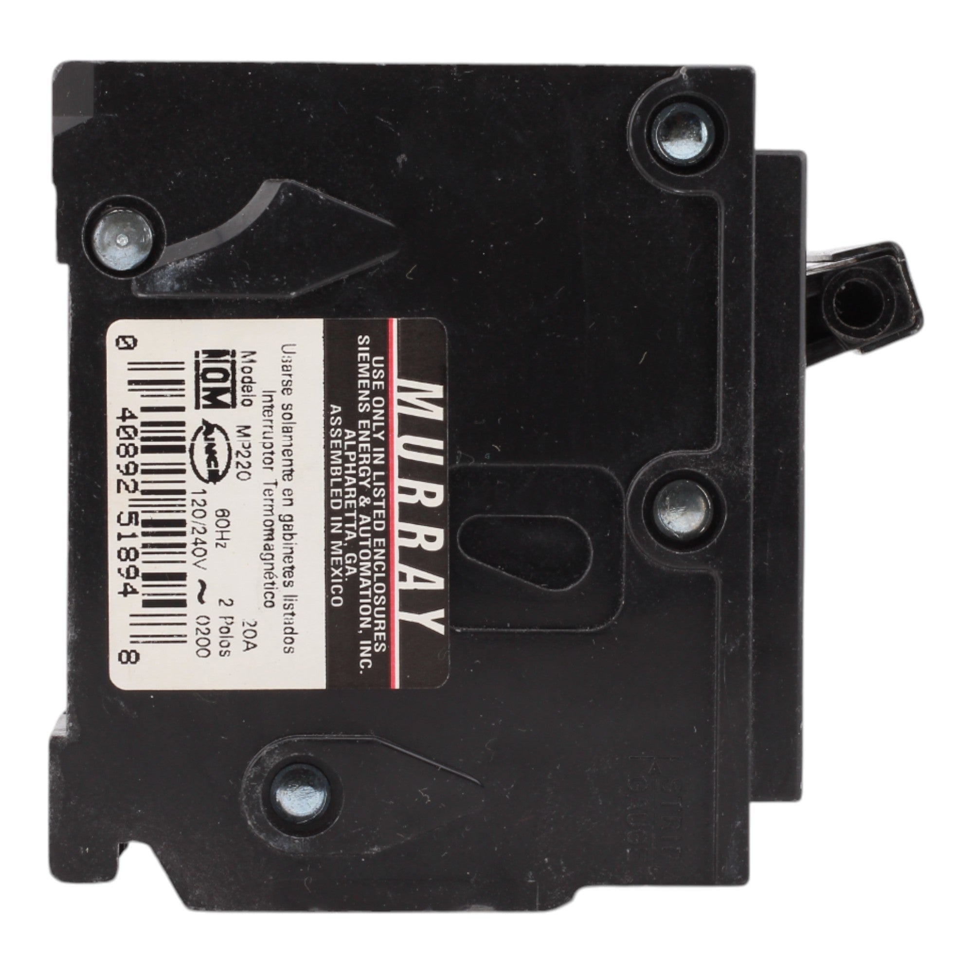 Murray MP220 20A 120/240V 2-Pole Miniature Thermal Magnetic Circuit Breaker, Compatible with Murray and Siemens Load Centers - Image 5