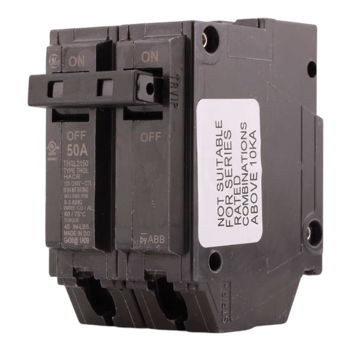 GE THQL2150 50A 2P 120/240V Thermal-Magnetic Plug-In Circuit Breaker - Image 3