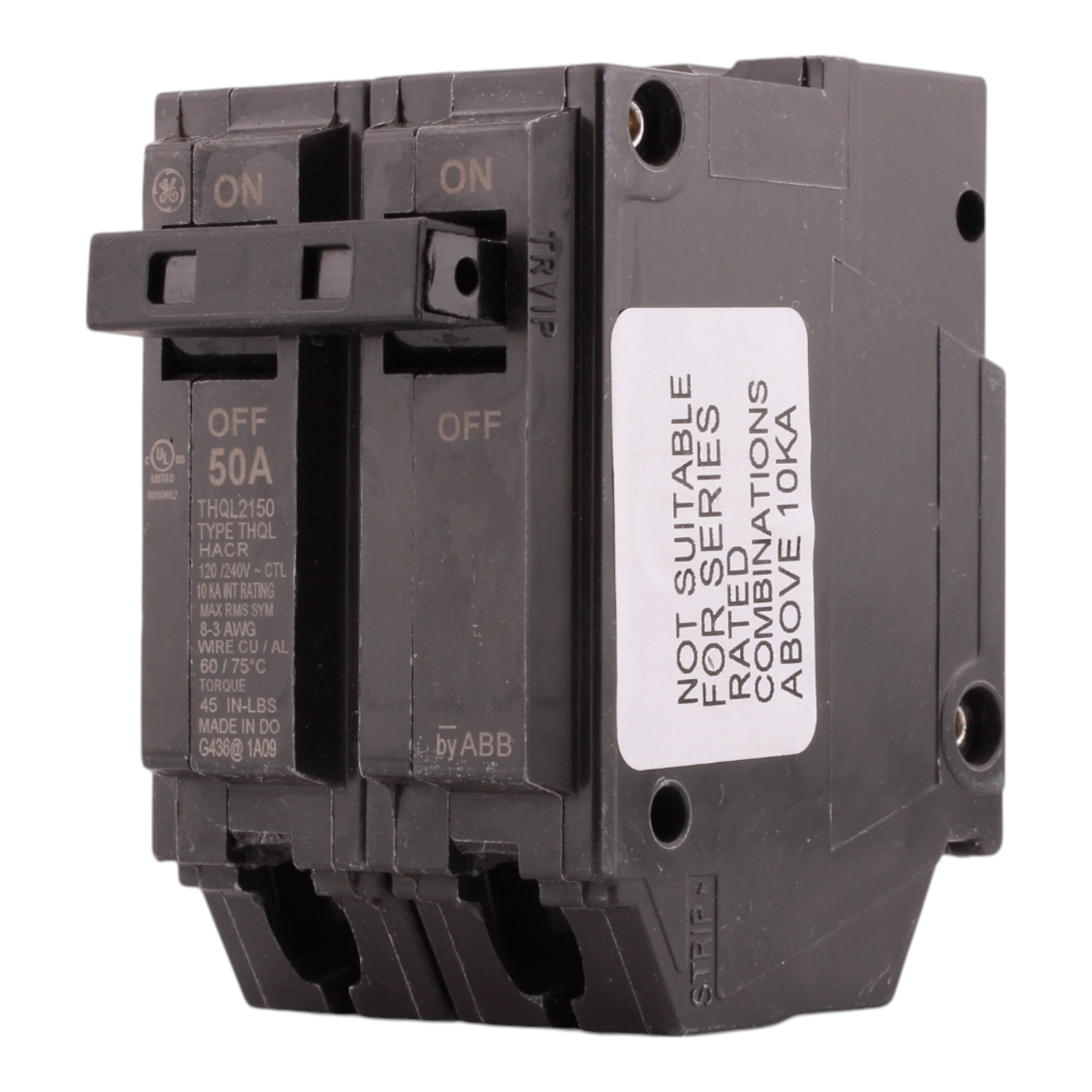 GE THQL2150 50A 2P 120/240V Thermal-Magnetic Plug-In Circuit Breaker - Image 3