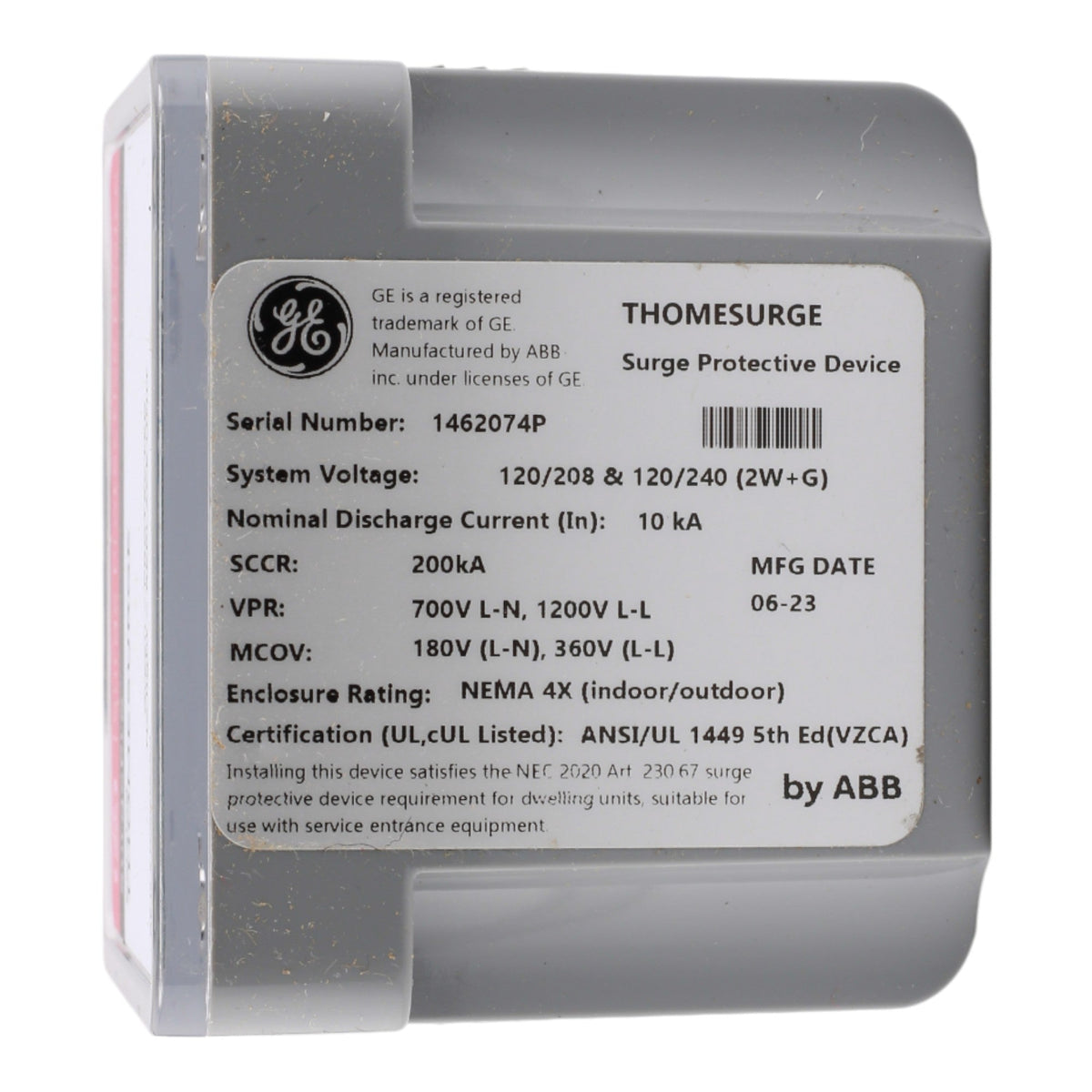 GE/ABB THOMESURGE 36kA 120/240V SPD Surge Protector - Image 8
