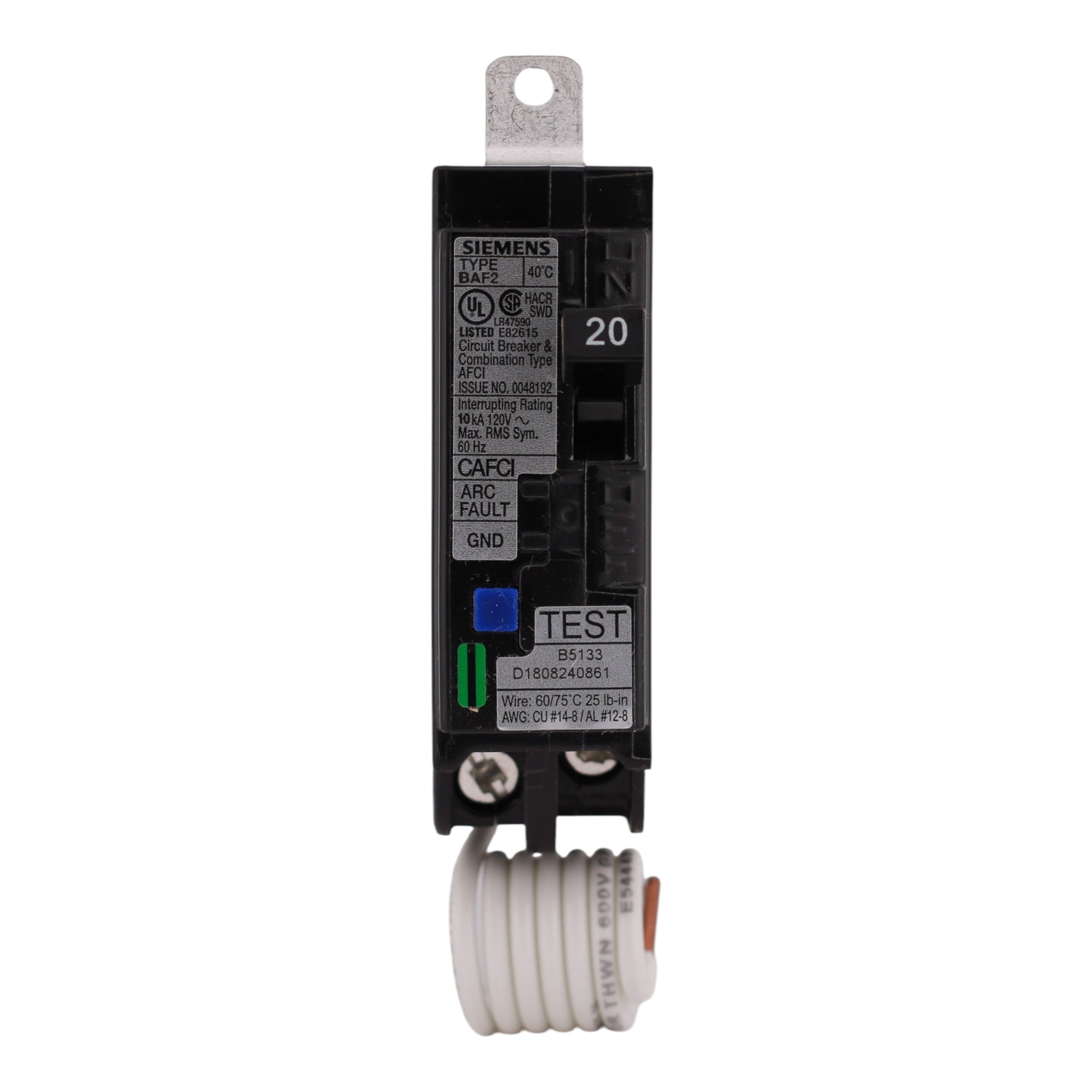 Siemens BA, BA120AFC, 20A, 1P, 120V, AFCI, Pigtail Neutral, Circuit Breaker - Image 4