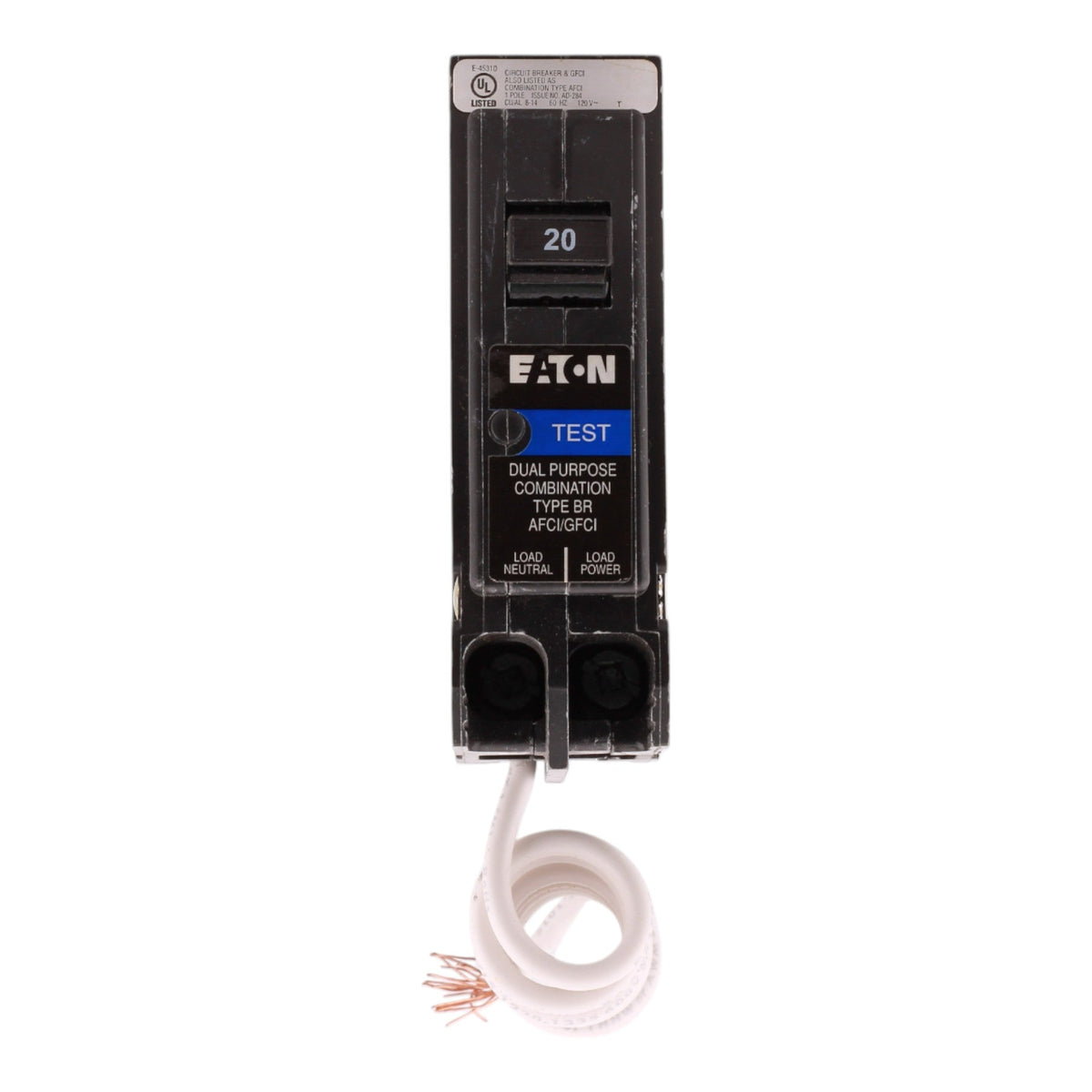 Eaton BR BRAFGF120 20A 1P 120V AFCI/GFCI Pigtail Neutral Circuit Breaker - Image 2