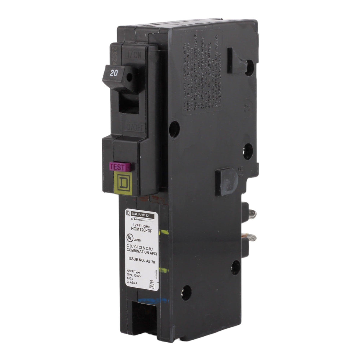 Square D Homeline HOM120PDF 20A 1P 120V AFCI/GFCI Plug on Neutral Circuit Breaker - Image 2