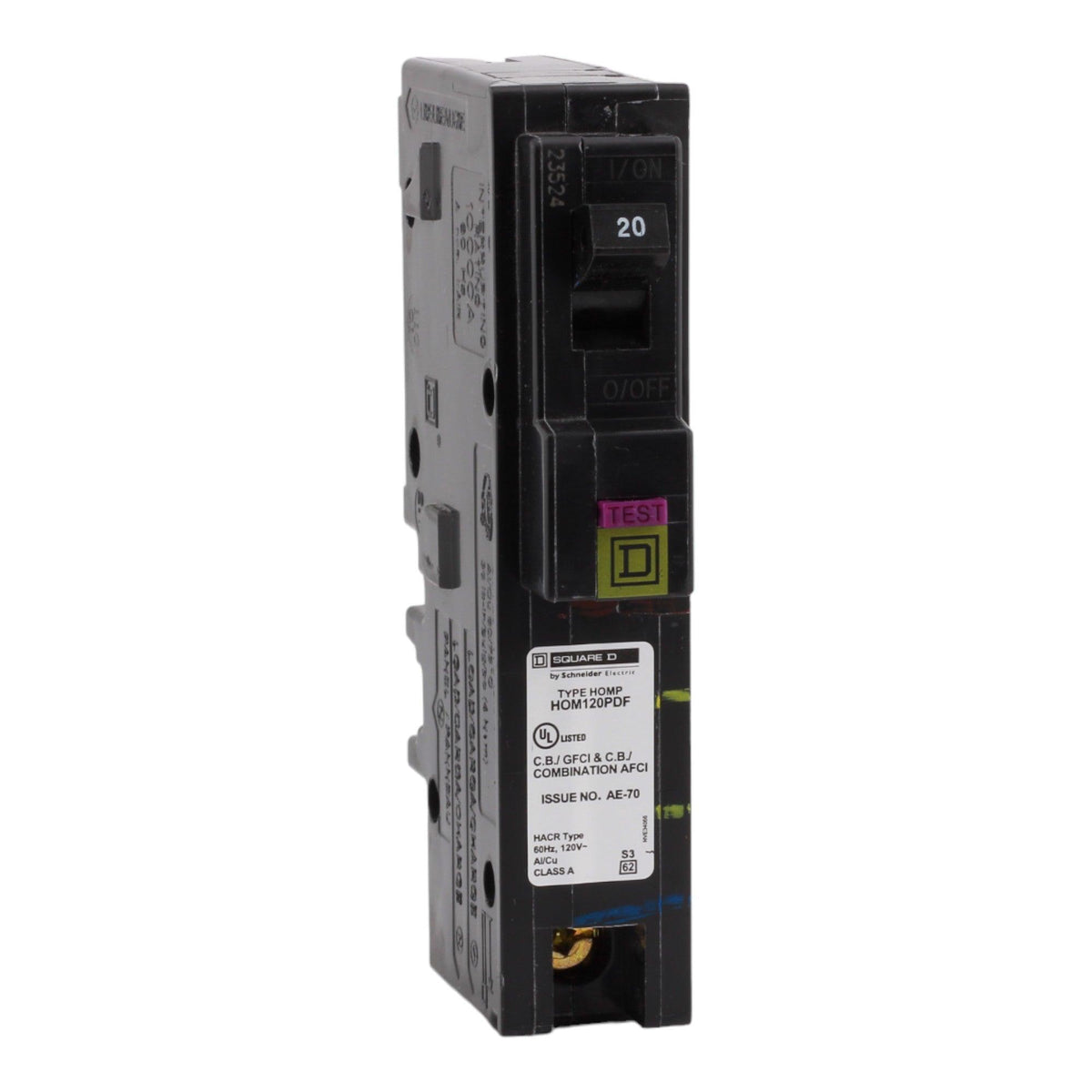 Square D Homeline HOM120PDF 20A 1P 120V AFCI/GFCI Plug on Neutral Circuit Breaker - Image 3