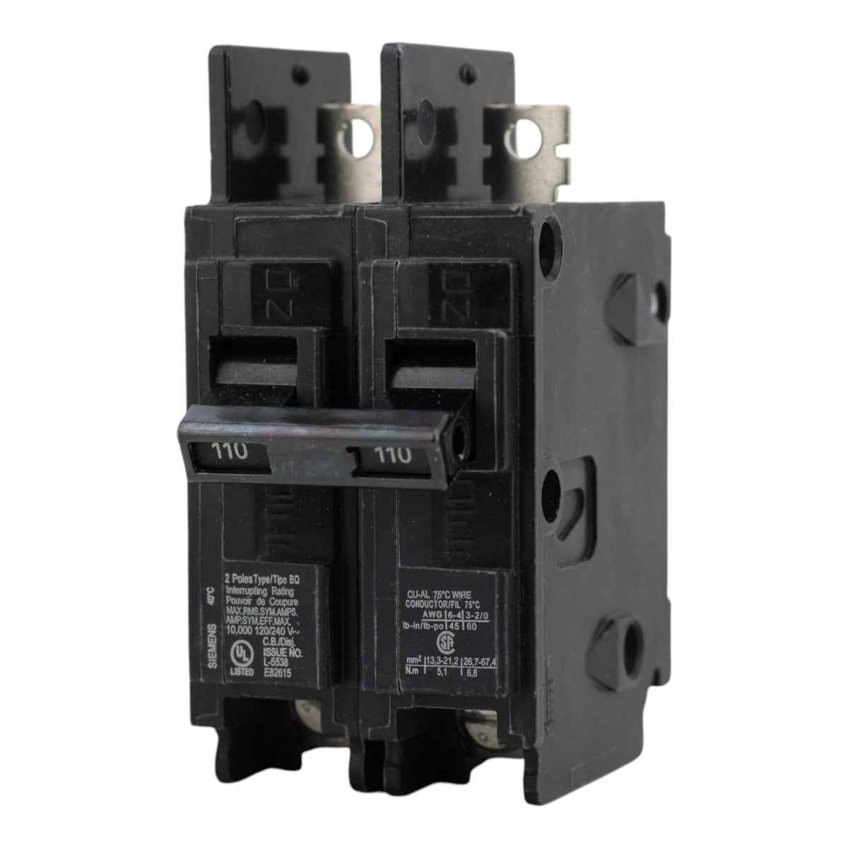 Siemens BQ2B110 110A 2P 120/240V Molded Case Circuit Breaker - Image 6