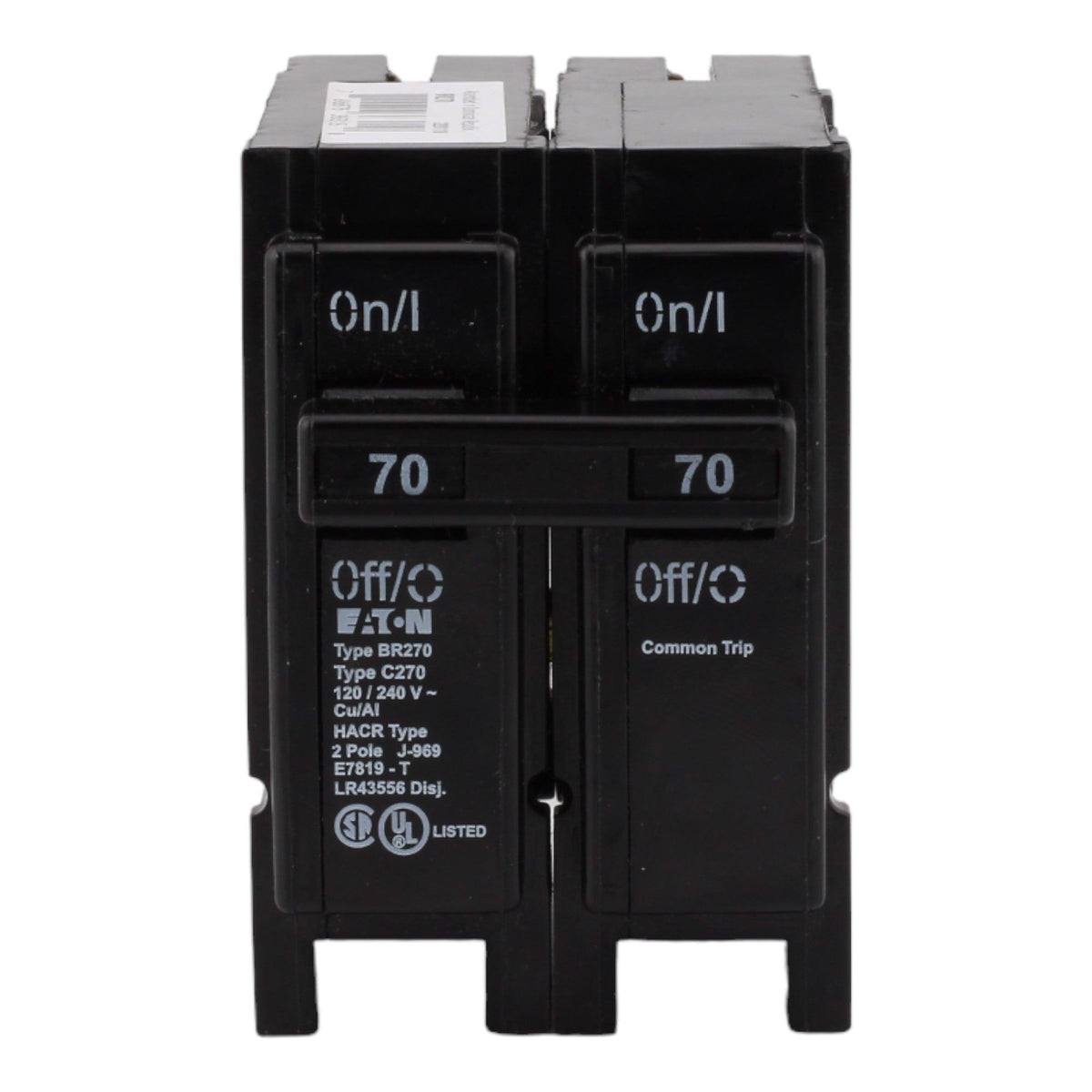 Eaton BR270 70 Amp Double Pole 240V Plug-In Standard Trip Circuit Breaker UL - Image 2