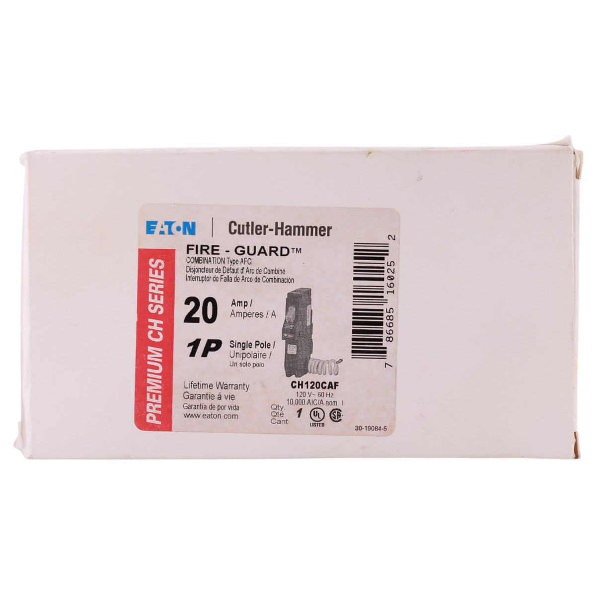 Eaton CH, CH120CAF, 20A, 1P, 120/240V, AFCI, Pigtail Neutral, Circuit Breaker - Image 2