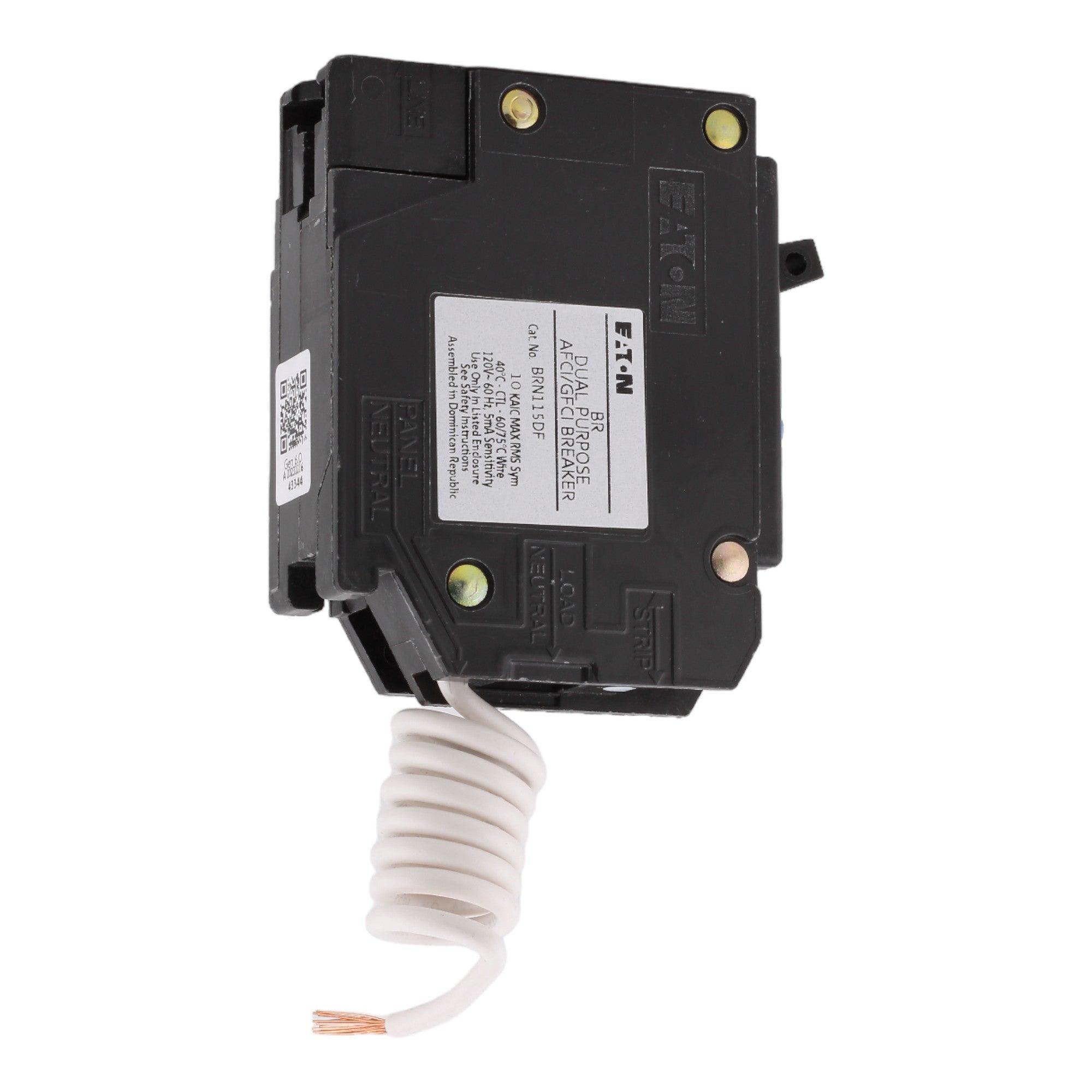 Eaton BR BRN115DF 15A 1P 120V AFCI/GFCI Pigtail Neutral Circuit Breaker - Image 4