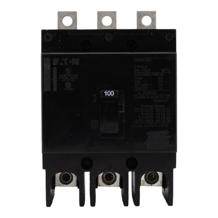 Eaton GHB3100 Molded Case Circuit Breaker, 100A, 480Y/277V AC, 125/250V DC, 3-Pole, 14 kAIC, G-Frame - Image 2