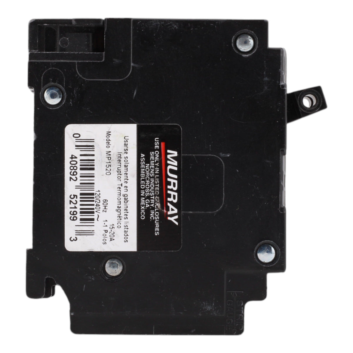 Murray MP1520 15/20A 120V 1-Pole Duplex Thermal Magnetic Circuit Breaker, Compatible with Murray and Siemens Load Centers - Image 5