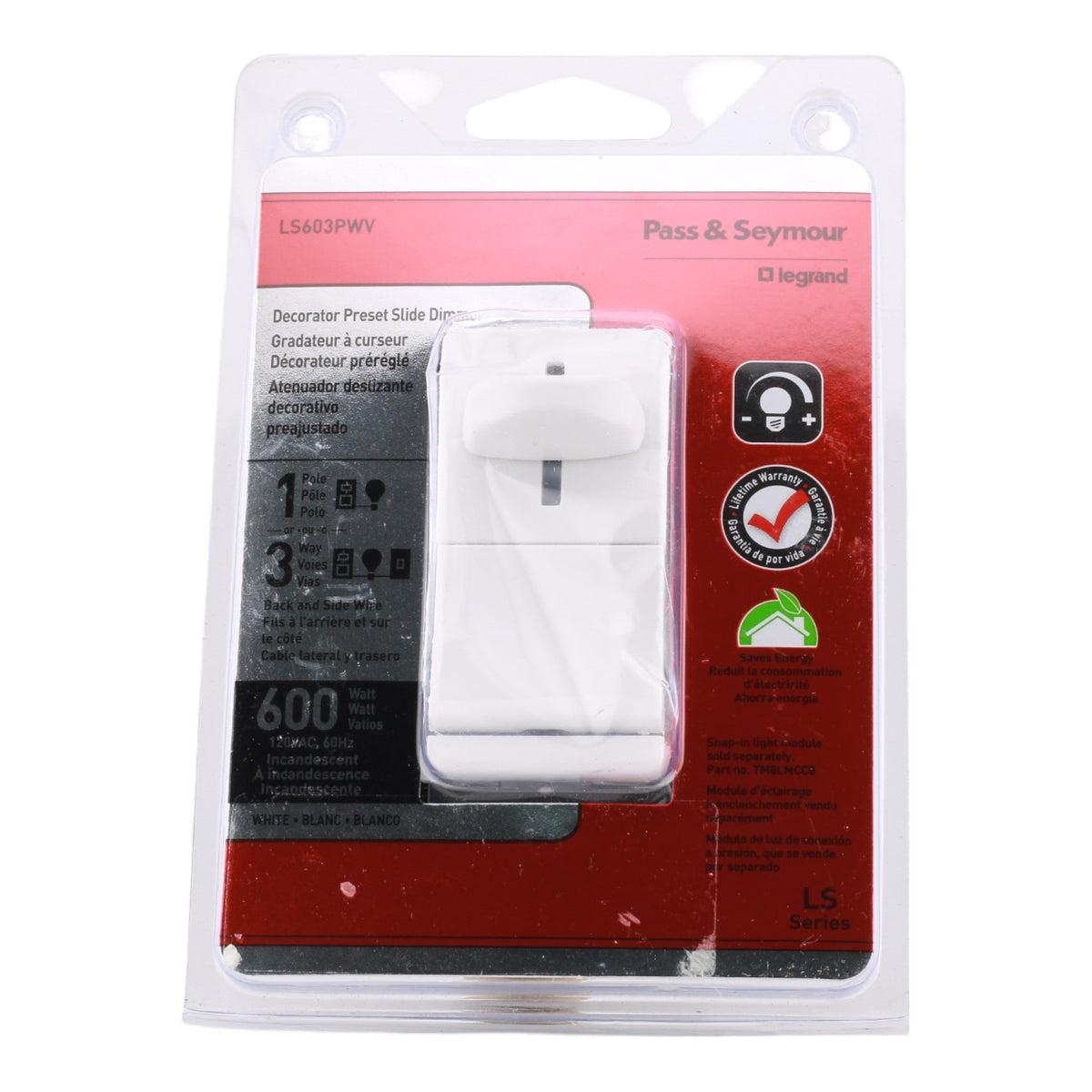 Legrand LS603PWV 600W 3-Way Preset Slide Dimmer White - Image 2