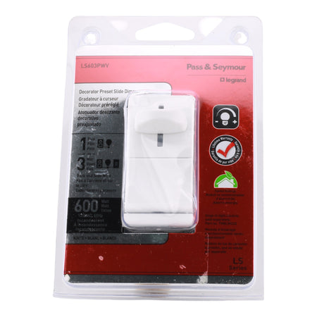 Legrand LS603PWV 600W 3-Way Preset Slide Dimmer White - Image 2