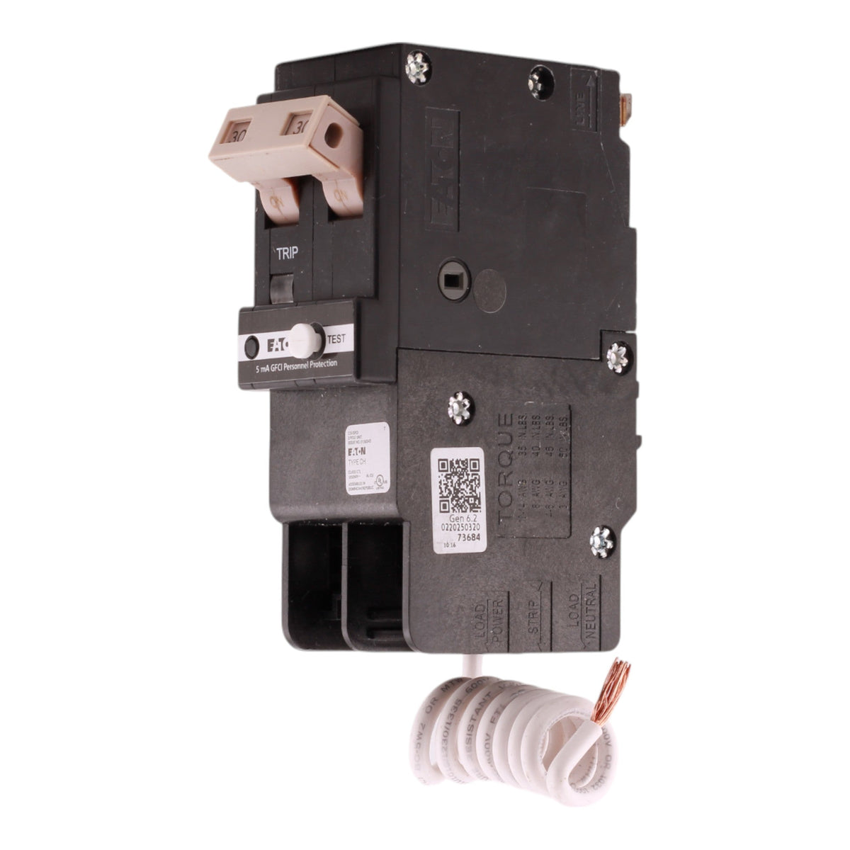 Eaton CH CHFN230GF 30A 2P 120/240V GFCI Pigtail Neutral Circuit Breaker - Image 4