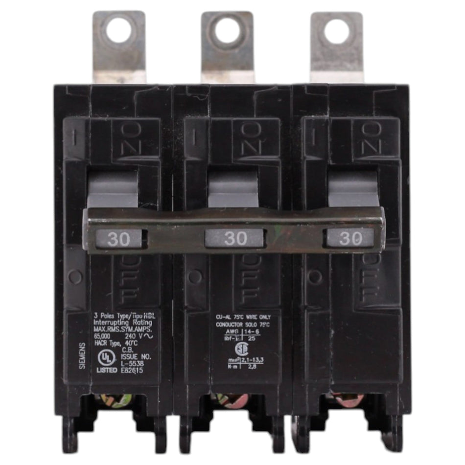 Siemens HBL, B330HH, 30A, 3P, 240V, Thermal Magnetic, Bolt-On, Panelboard Circuit Breaker - Image 2
