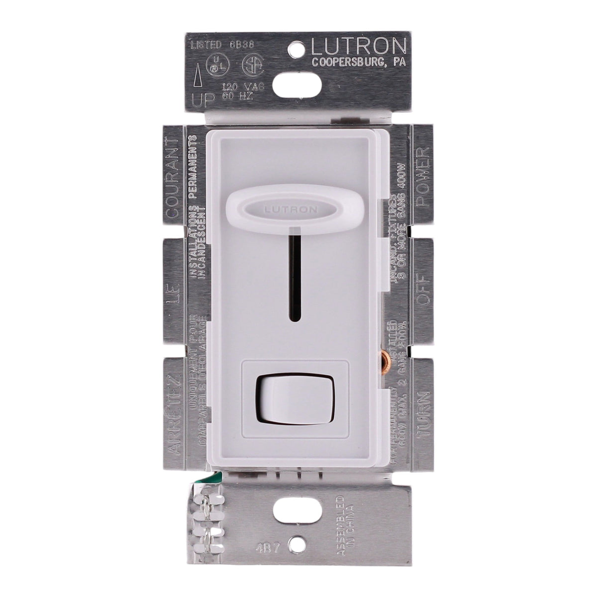 Lutron Skylark, S-603P-WH, 600W, 120V, 3-Way/Single-Pole, Incandescent/Halogen, Slide Dimmer, White - Image 4