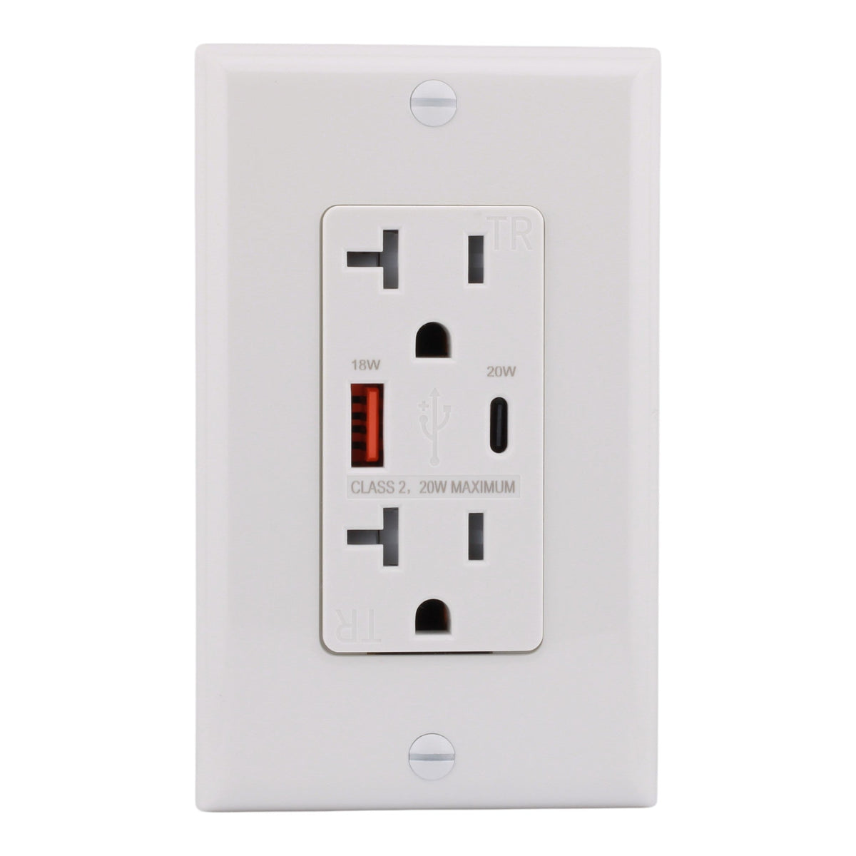 RES POWER 20A USB Outlet, Fast Charging, Type A/C, Tamper-Resistant, cULus Listed, White - Image 2