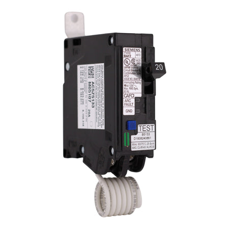 Siemens BA, BA120AFC, 20A, 1P, 120V, AFCI, Pigtail Neutral, Circuit Breaker