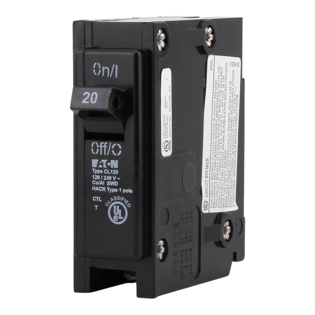 Eaton Classified CL120 20A 1P 120/240V Thermal Magnetic Circuit Breaker - Image 4