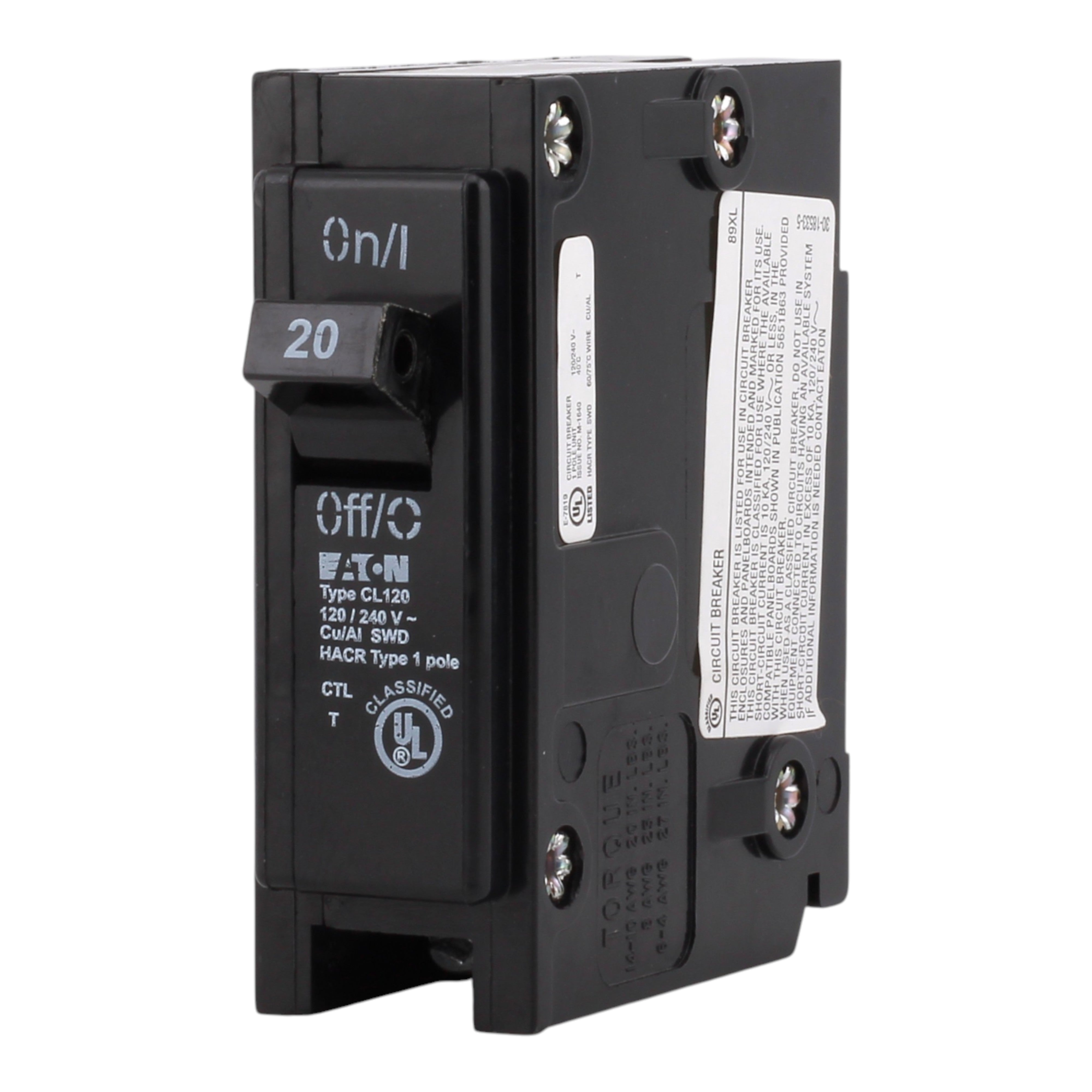 Eaton Classified CL120 20A 1P 120/240V Thermal Magnetic Circuit Breaker - Image 4