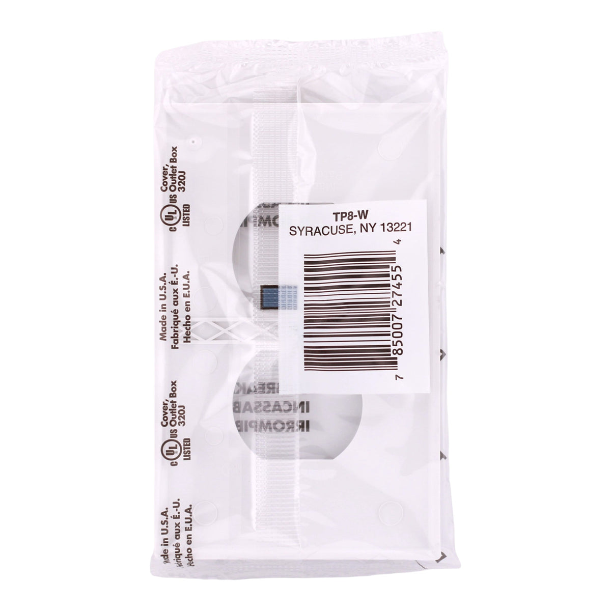Pass & Seymour TradeMaster, TP8W, 1-Gang, Nylon Wall Plate, Duplex Receptacle, White - Image 3