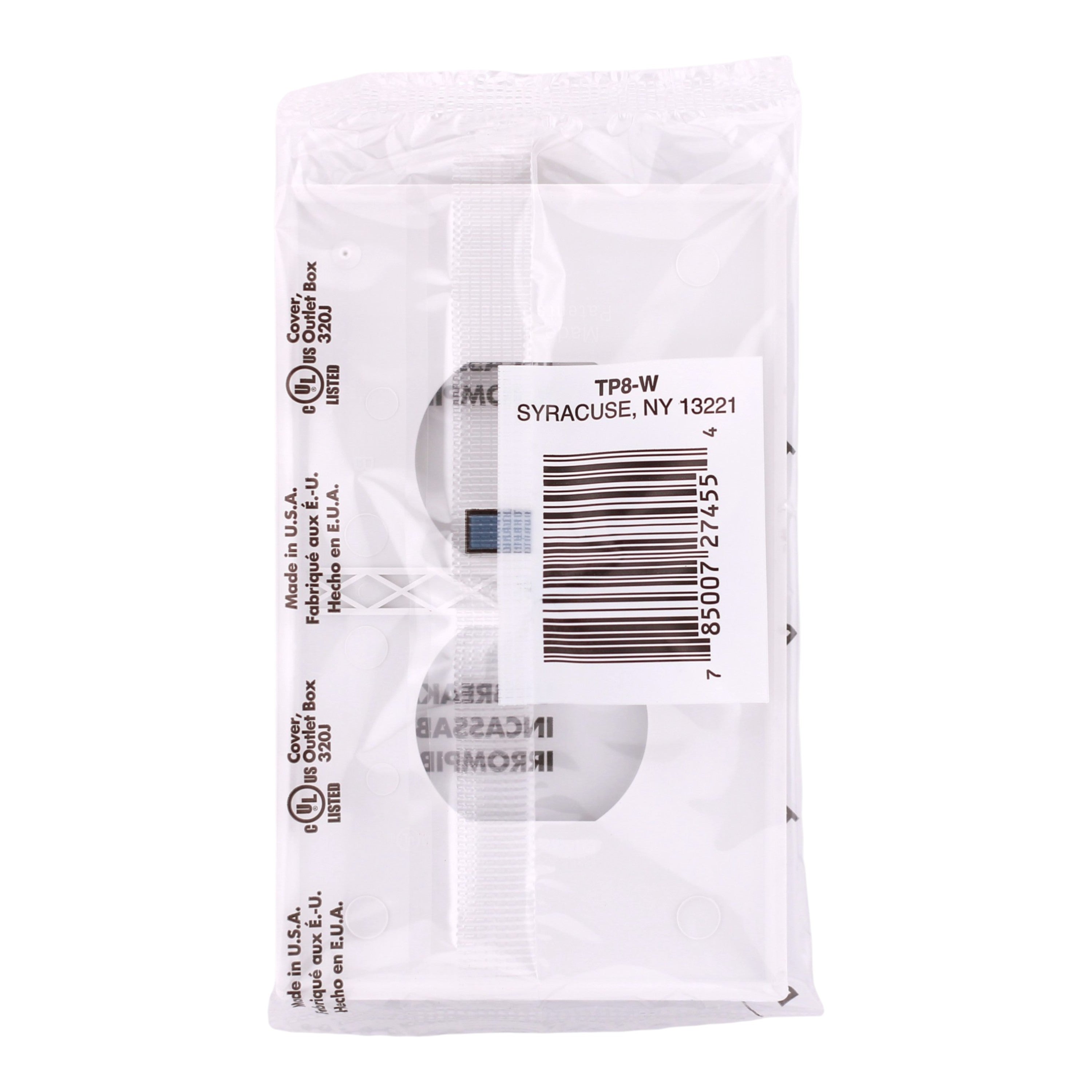 Pass & Seymour TradeMaster, TP8W, 1-Gang, Nylon Wall Plate, Duplex Receptacle, White - Image 3
