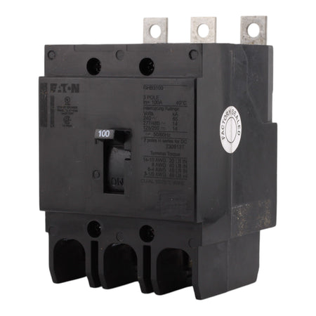 Eaton GHB3100 Molded Case Circuit Breaker, 100A, 480Y/277V AC, 125/250V DC, 3-Pole, 14 kAIC, G-Frame - Image 3