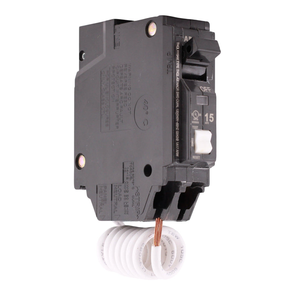 GE Q-Line, THQL1115AX, 15A, 1P, 120/240V, AFCI, Pigtail Neutral, Circuit Breaker