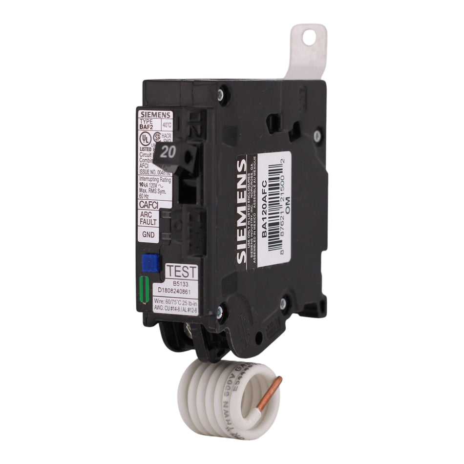 Siemens BA, BA120AFC, 20A, 1P, 120V, AFCI, Pigtail Neutral, Circuit Breaker - Image 2