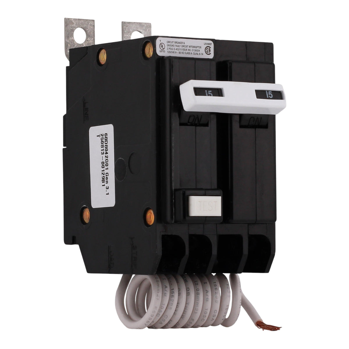 Eaton QB QBGFT2015 15A 2P 120/240V GFCI Bolt-On Circuit Breaker