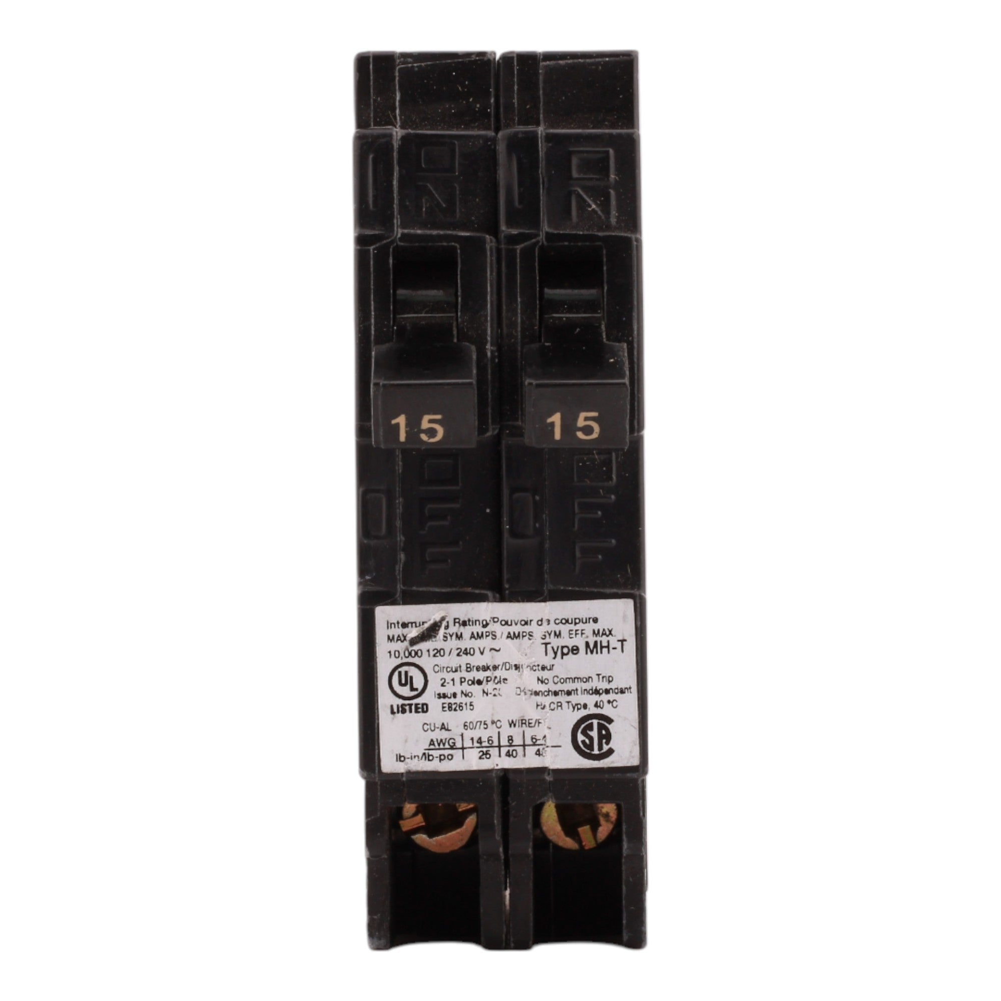 Murray MP1515N 15A-15A 1P 240V Duplex Circuit Breaker - Image 2