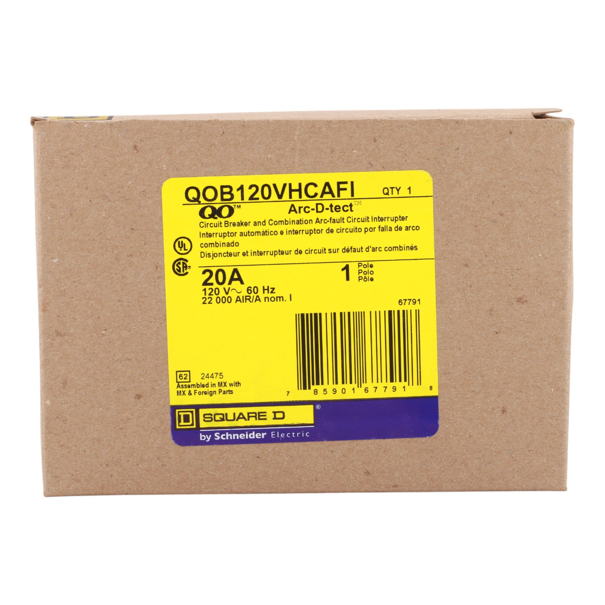 Square D QO QOB120VHCAFI 20A 1P 120V CAFI Circuit Breaker - Image 6