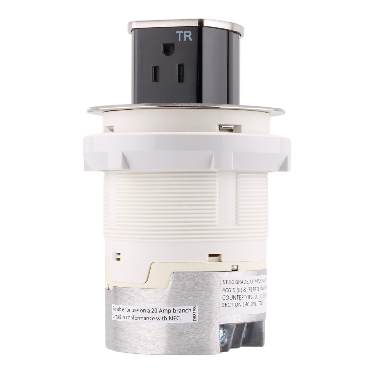 Hubbell Wiring, RCT200NI, 15 Amps, 125 Volts, 2-Pole, Kitchen Counter Receptacle, Surface Mount, Tamper Resistant, Nickel - Image 3