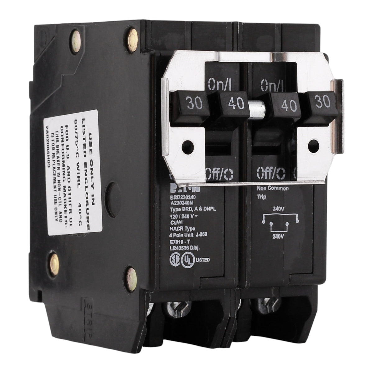 Eaton BR BRD230240 30A/40A 4P 120/240V Quad Thermal Magnetic Circuit Breaker