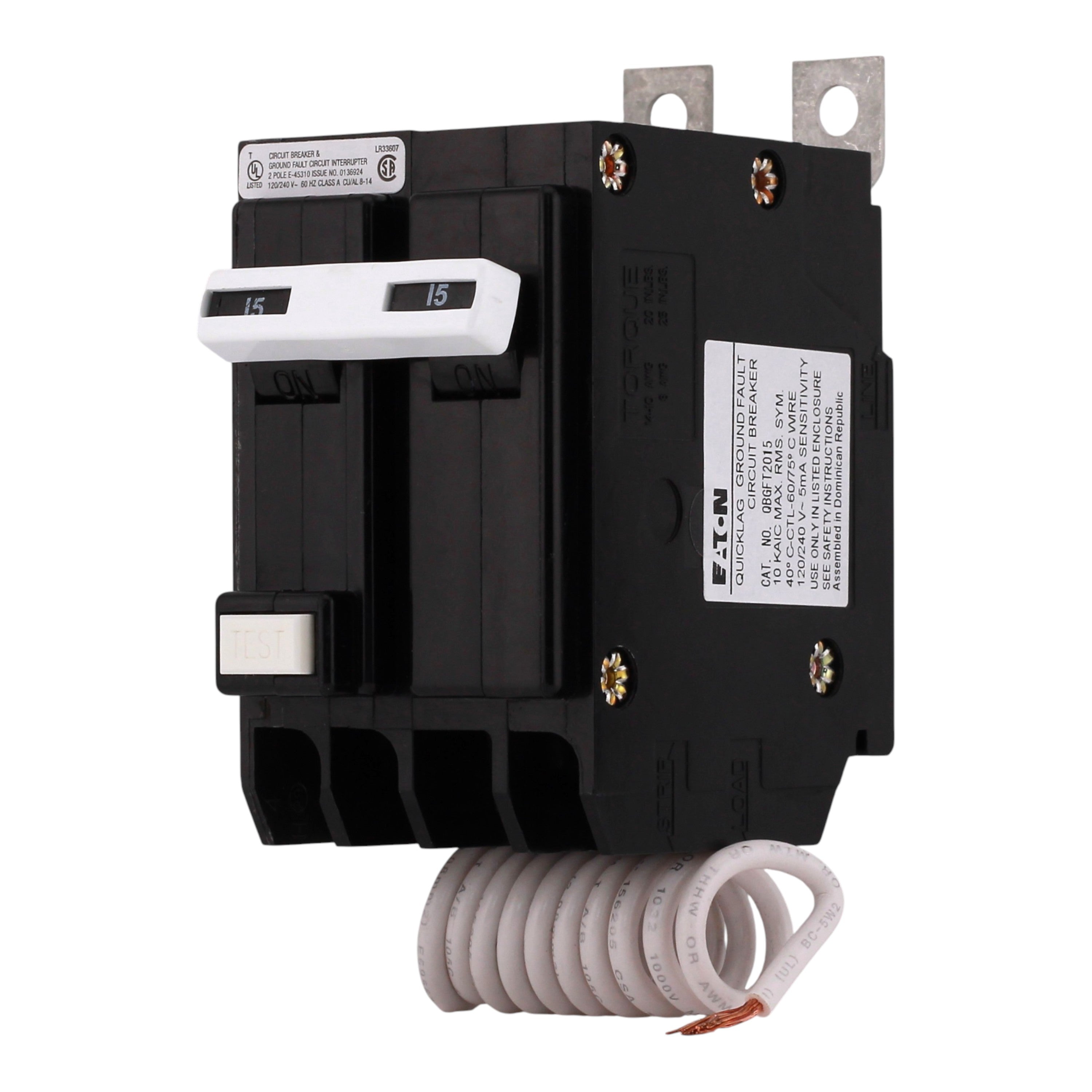 Eaton QB QBGFT2015 15A 2P 120/240V GFCI Bolt-On Circuit Breaker - Image 2