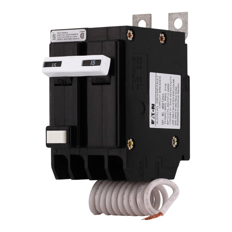 Eaton QB QBGFT2015 15A 2P 120/240V GFCI Bolt-On Circuit Breaker - Image 2