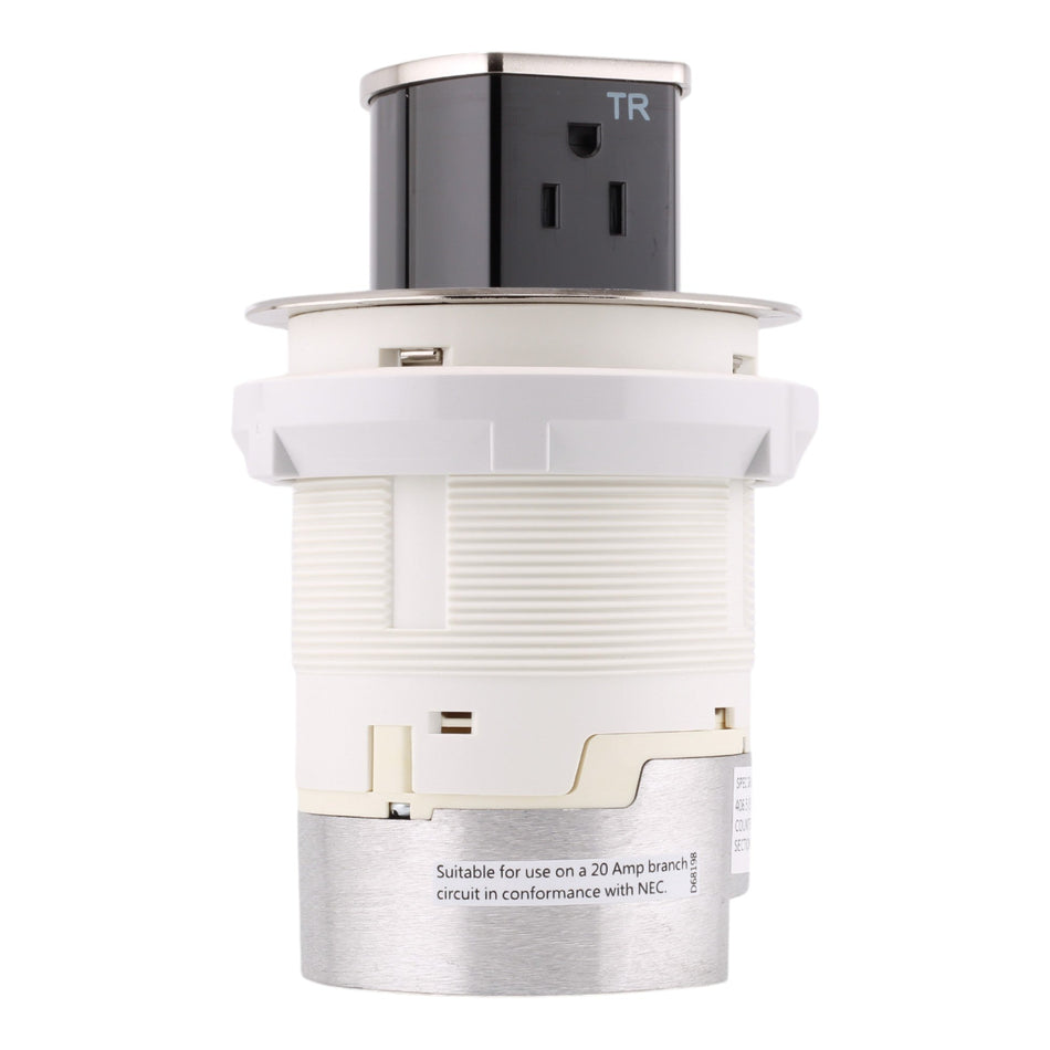 Hubbell Wiring, RCT200NI, 15 Amps, 125 Volts, 2-Pole, Kitchen Counter Receptacle, Surface Mount, Tamper Resistant, Nickel - Image 2