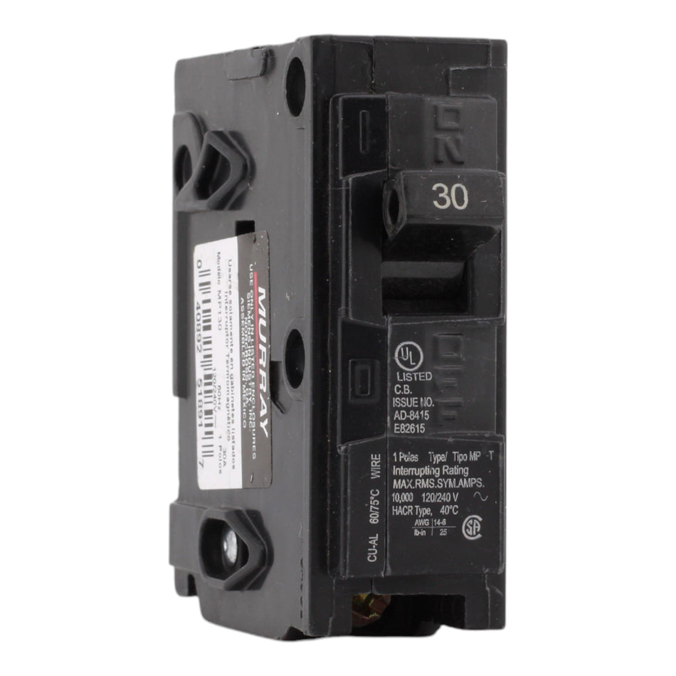 Murray MP130 30A 120V 1-Pole Miniature Thermal Magnetic Circuit Breaker, Compatible with Murray and Siemens Load Centers