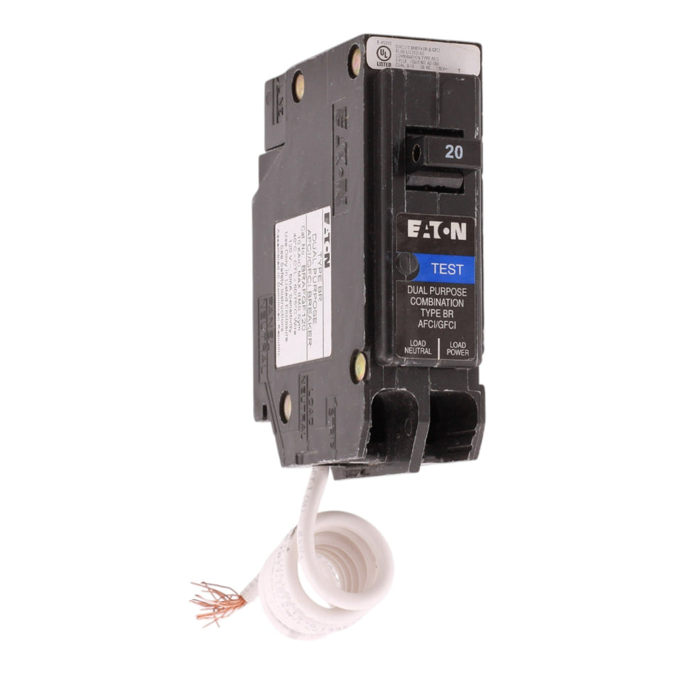 Eaton BR BRAFGF120 20A 1P 120V AFCI/GFCI Pigtail Neutral Circuit Breaker