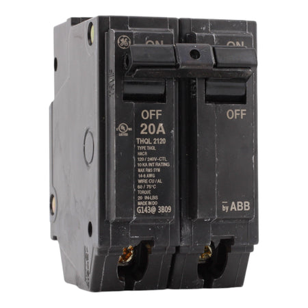 GE THQL2120 20A 120/240V 2-pole Circuit Breaker UL