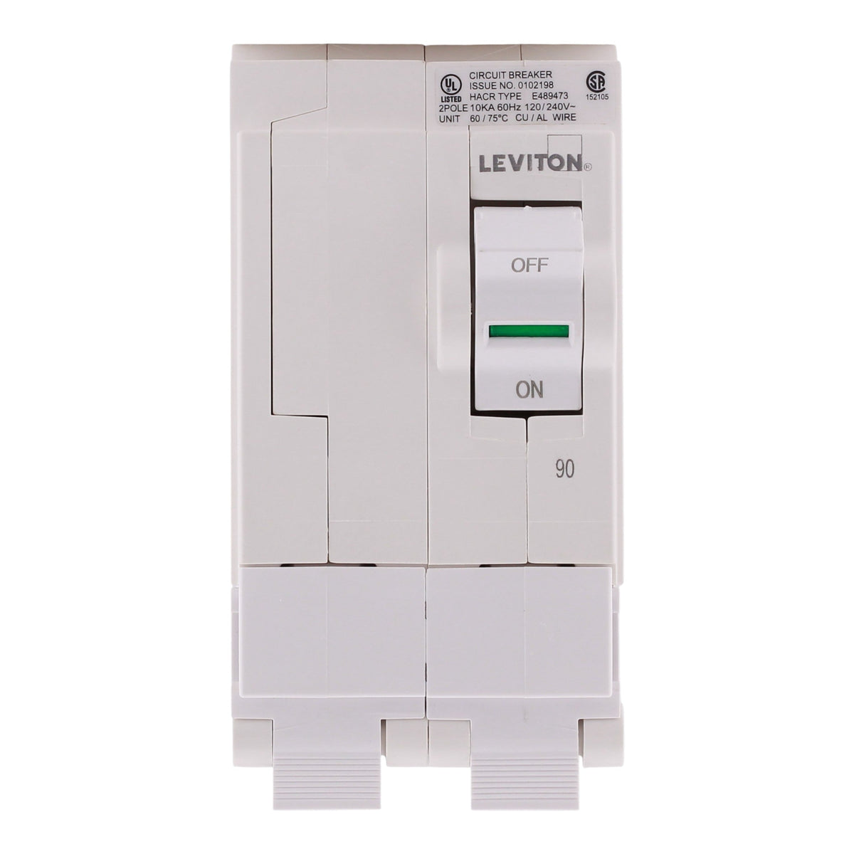 Leviton LB290 90A 2P 120/240V Standard Hydraulic Magnetic Circuit Breaker - Image 4