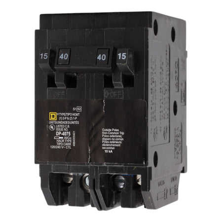 Square D HOMT1515240 15/15/40A 120/240V Quad Tandem Circuit Breaker, Plug-In, 10kA Interrupt, for Homeline Load Centers - Image 3