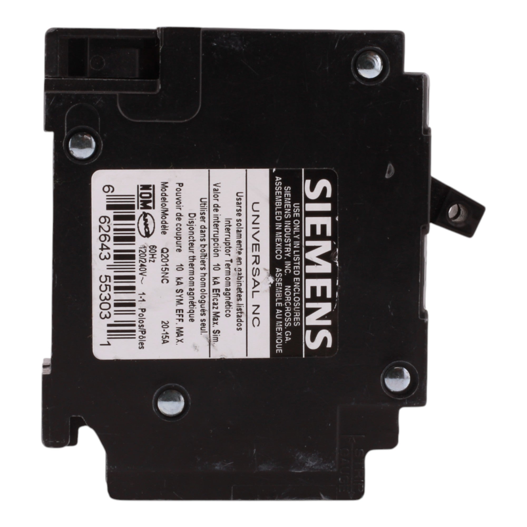 Siemens QT Q2015NC 20A/15A 1P 120V Duplex Circuit Breaker - Image 3