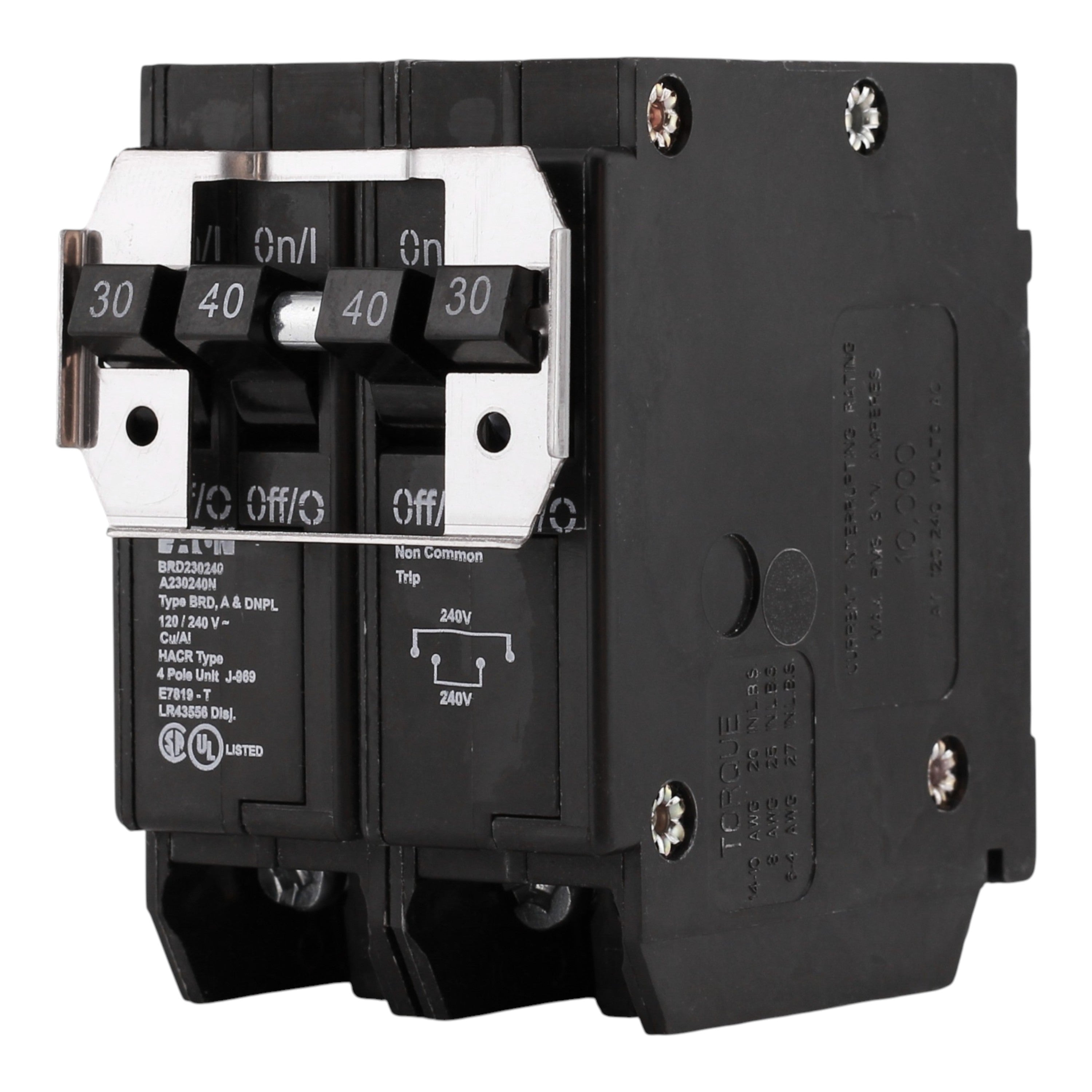 Eaton BR BRD230240 30A/40A 4P 120/240V Quad Thermal Magnetic Circuit Breaker - Image 2