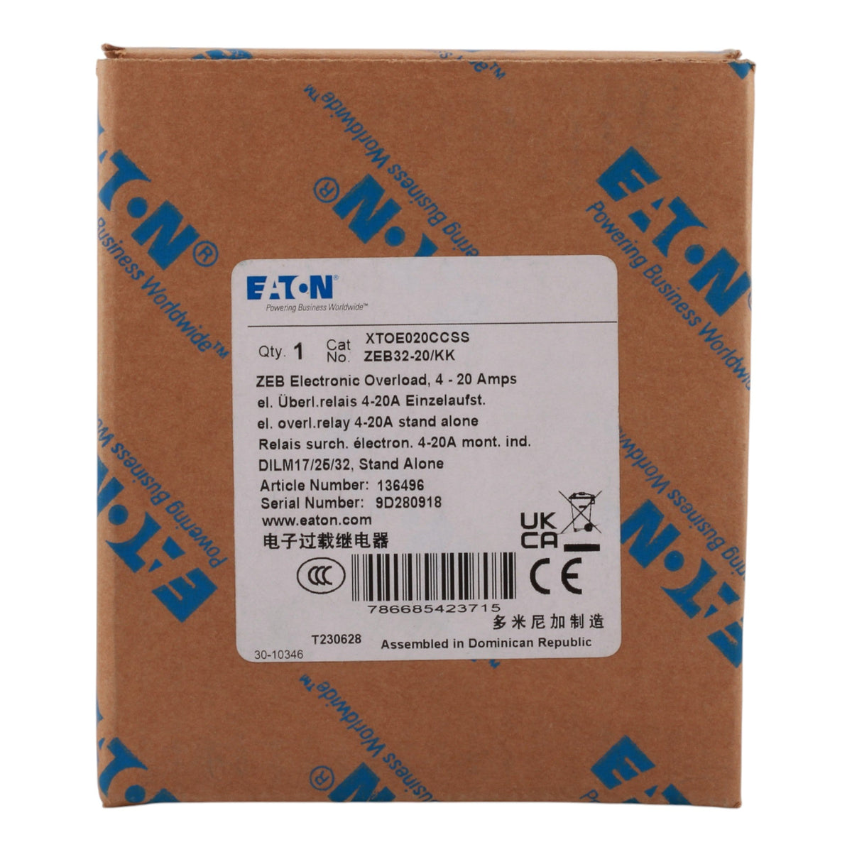 Eaton C440 XTOE020CCSS 4-20A 45mm Electronic Overload Relay - Image 2