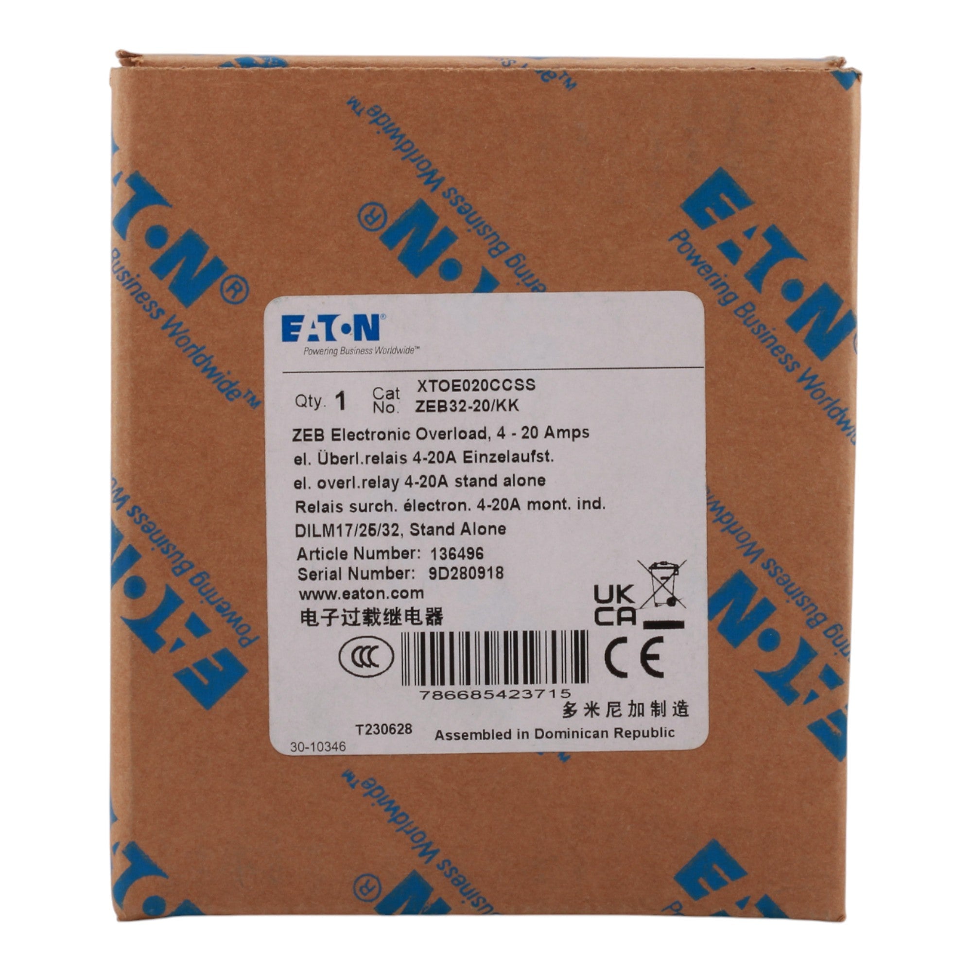 Eaton C440 XTOE020CCSS 4-20A 45mm Electronic Overload Relay - Image 2